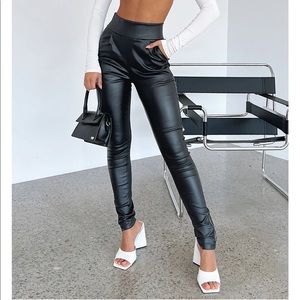 White Fox Fire It Up Wet Look Leather Pants